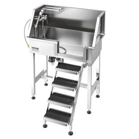 34" Dog Washing Station, Stainless Steel Pet Grooming Tub Bathtub, Professional Dog Wash Sink with Shower, Faucet, Soap Holder (Default: Default)